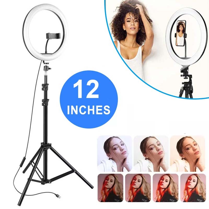 12'' LED Selfie Ring Light with 1.7M Tripod Stand Cell Phone Holder Makeup Live*
