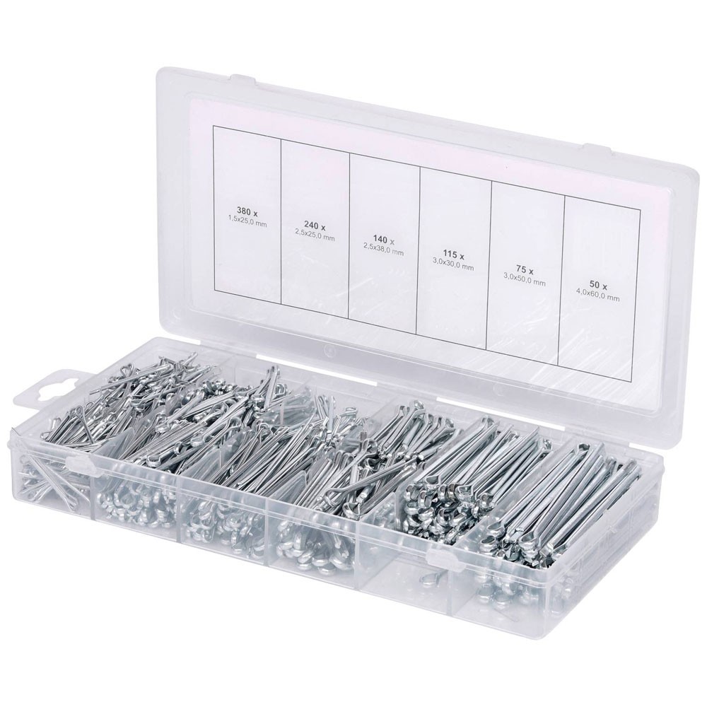 KS Tools Split Pins Assortment, 1.5X25-4.0X60mm, 1000 Pcs