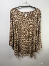 Pixi & Ivy 2X Cheetah Print Ruffled Sleeve Blouse NWT