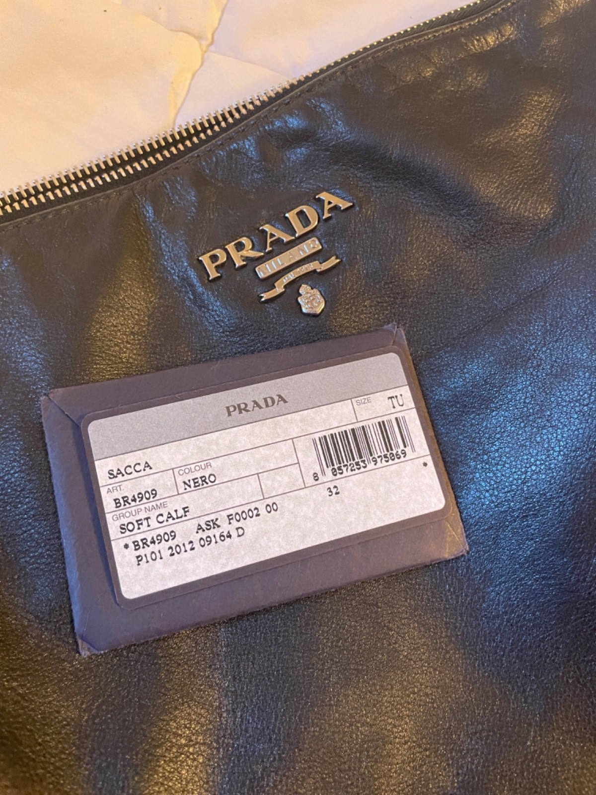 PRADA Black Soft Calf Nappa Leather BR4909 Shoulder Bag Hobo Handbag Purse thumbnail 15