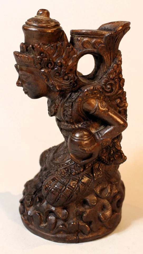 Antigua figura javanesa de 8,5" talla hindú de madera de Rama c. 1930 Foto 2 de 4
