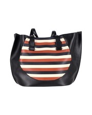 Victoria Beckham Tulip Small Striped Tote Bag In  Leather Women Black One Size