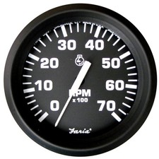 Faria Euro Black 4" Tachometer - 7,000 RPM Gas - All Outboard