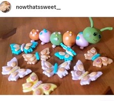 Handgefertigte essbare Fondant Glasur Catepillar & 8 Schmetterlinge Tortenaufleger.