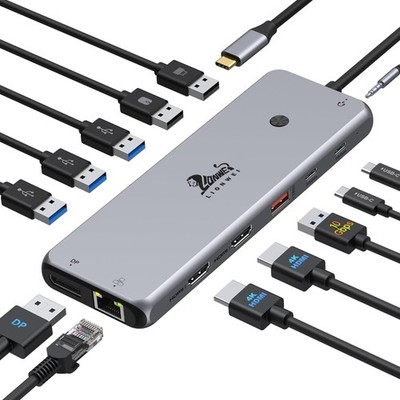 13 in 1 USB C Docking Station - Dual Monitor, Triple Display, 8 USB C/A Ports...