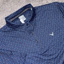 Callaway Opti-Dri Polo Mens Geometric Print Stretch Navy Blue Large NEW