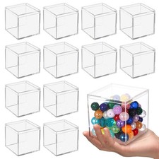 12 PCS Acrylic Square Cube 4 x 4 x 4 Inches, Small Clear Plastic Display Boxe...
