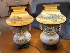 2 Vintage Accurate Casting Inc Brass 3-way Hurricane Floral Table Lamp