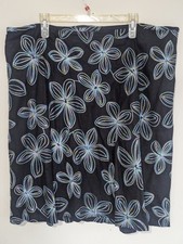 Vtg Dressbarn Whimsical Floral Pastel Embroidered Skirt 22W Lined Linen Blend