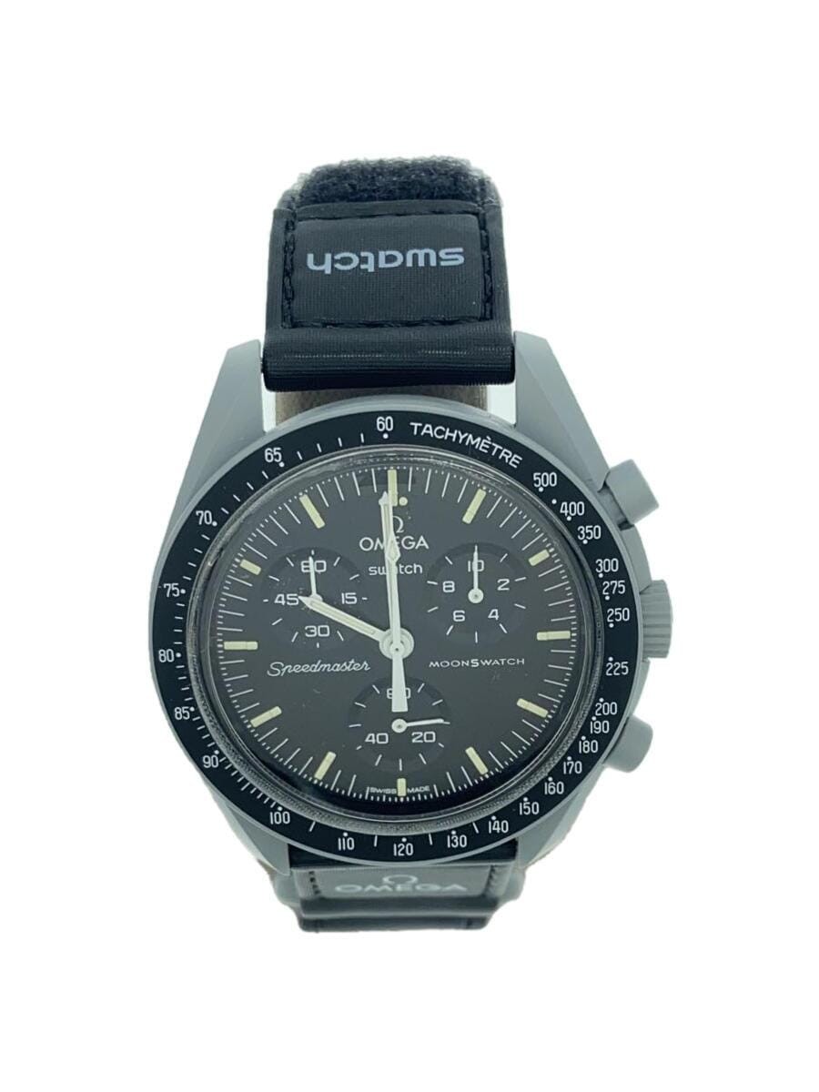 OMEGA Analog Quartz Wristwatch Black Stainless Steel SO33A100