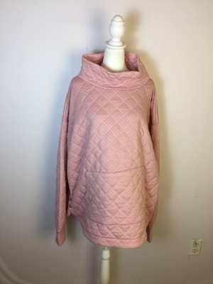NWT Jones New York Sport Sweatshirt Sweater 3X Women Plus Pink Chevron Mock Neck