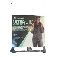Frogg Toggs Ultra-Lite Rain Suit S/M Black Hooded Raglan Sleeve Outdoor Full Zip