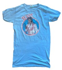 VTG Elvis Presley The King Forever Baby Blue Single Stitch Roach T-Shirt L 1970s