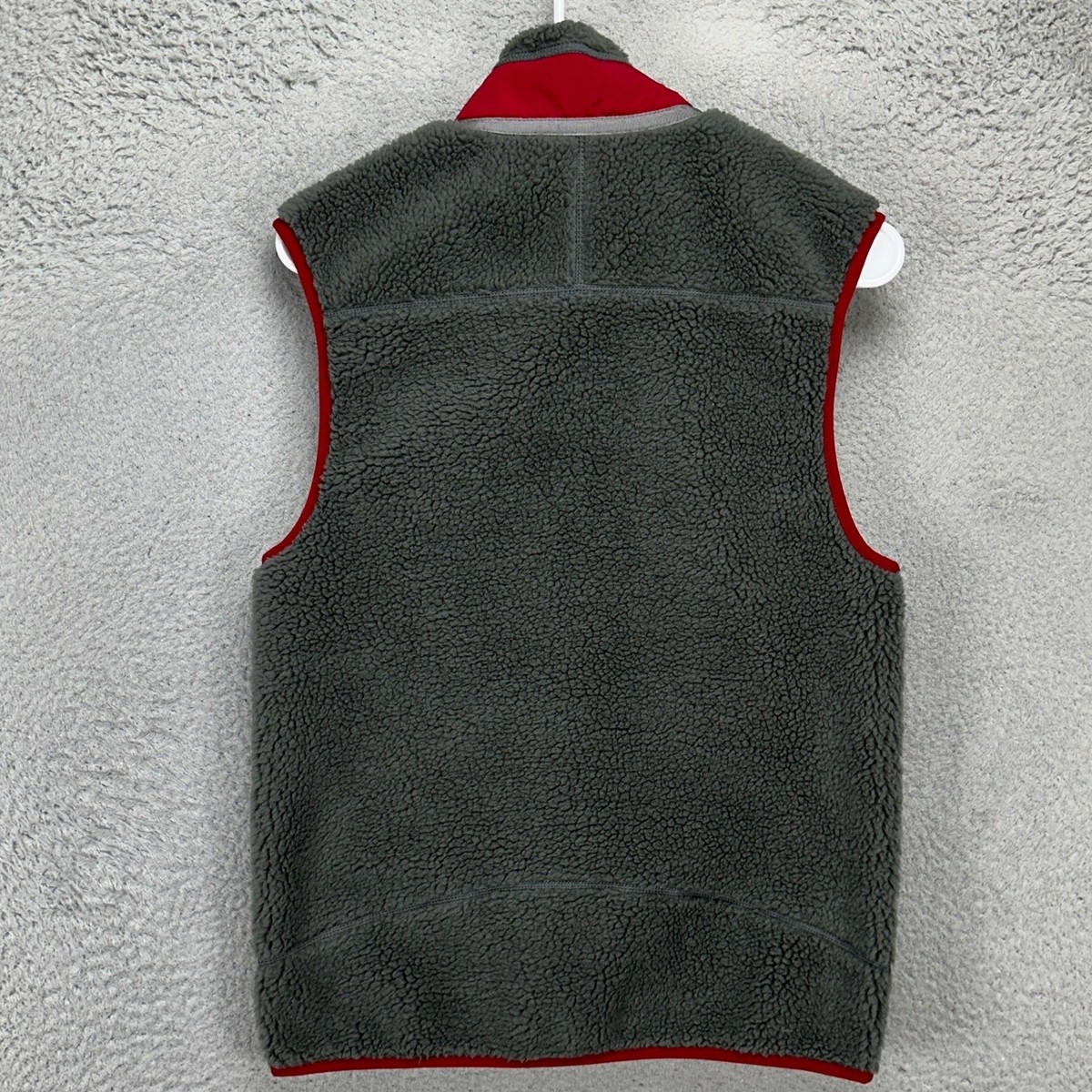 Patagonia Classic Retro-X Fleece Vest Mens XS Gray Red Full Zip
