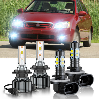 For Kia Spectra 2005-2009 H4 9003 881 LED Headlight + Fog Light Combo Bulbs Kit