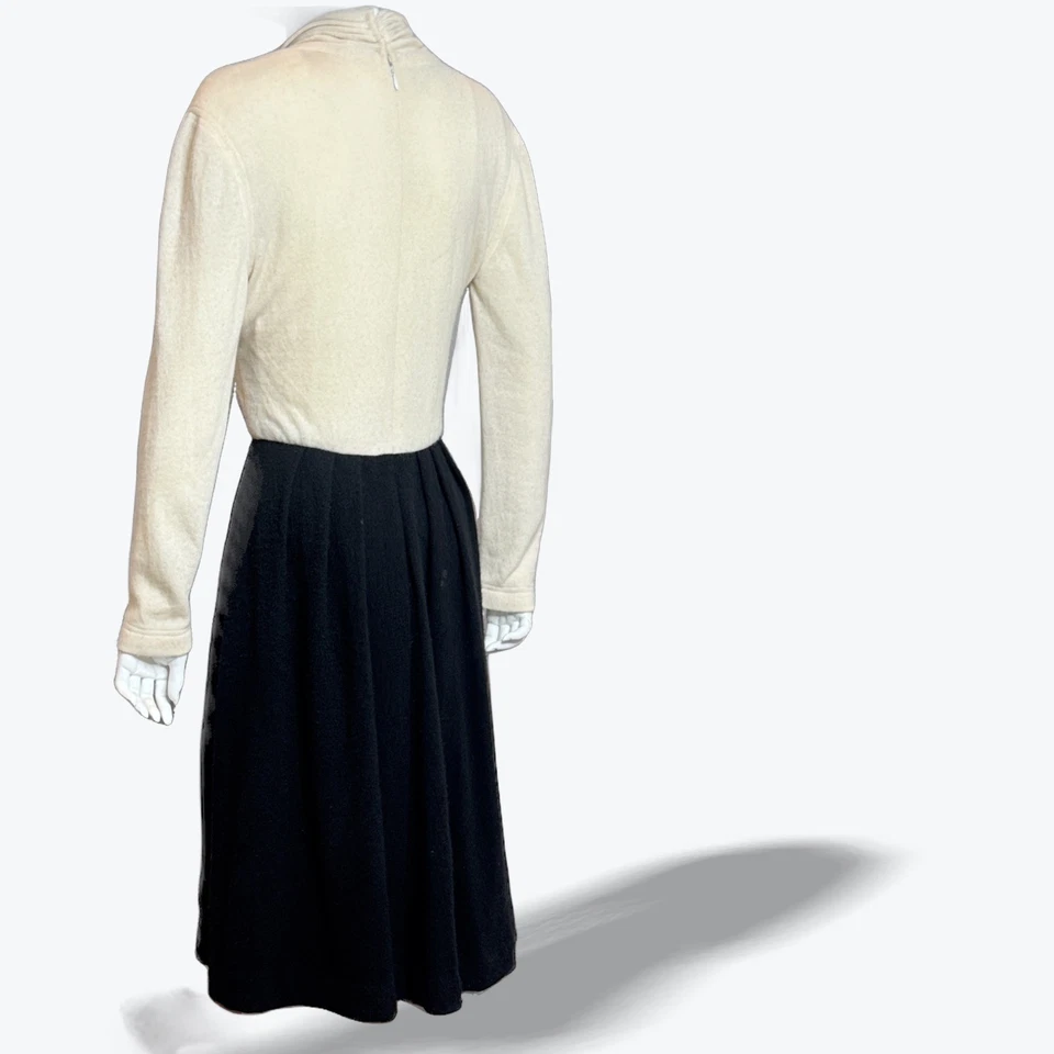 Vestido envolvente de cachemir Oscar de la Renta bolsillos Bonwit Teller años 80 vintage RARO 8 Foto 2 de 4