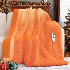 Heated Electric Blanket Throw–Faux Fur with Soft Thick Sherpa,Warm Winter Birthd