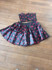 Ladies Rock and Roll Black and Red Polka Dot Dress With Sash Size Large Bnwt