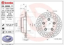 2 x BREMBO 09.8998.11 Disque de frein pour PORSCHE