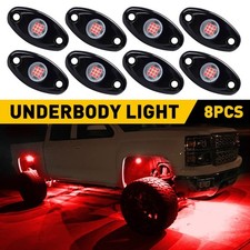 8PCS Underglow RED LED Rock Lights Neon 8Pods LED Light Off Road UTE ATV Boat