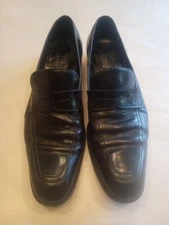 salvatore ferragamo mens shoes black leather driver loafers penny US 10 D