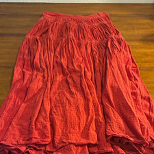VINTAGE 1970 s Women's Rust Solid Woven Pleated Skirt Boho/cottagecore