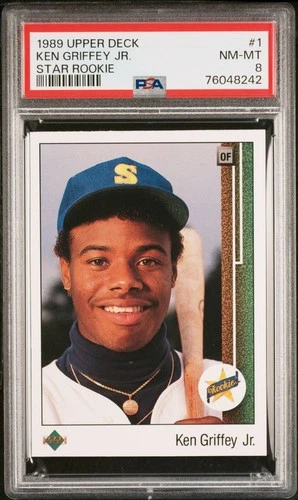Ken Griffey Jr., Rookie Card, 1989 Upper Deck #1, HOF - PSA 8 NM-MT