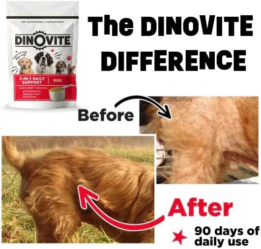 Dinovite Dog Probiotics for Yeast, Itchy Skin and Itchy Ears Daily