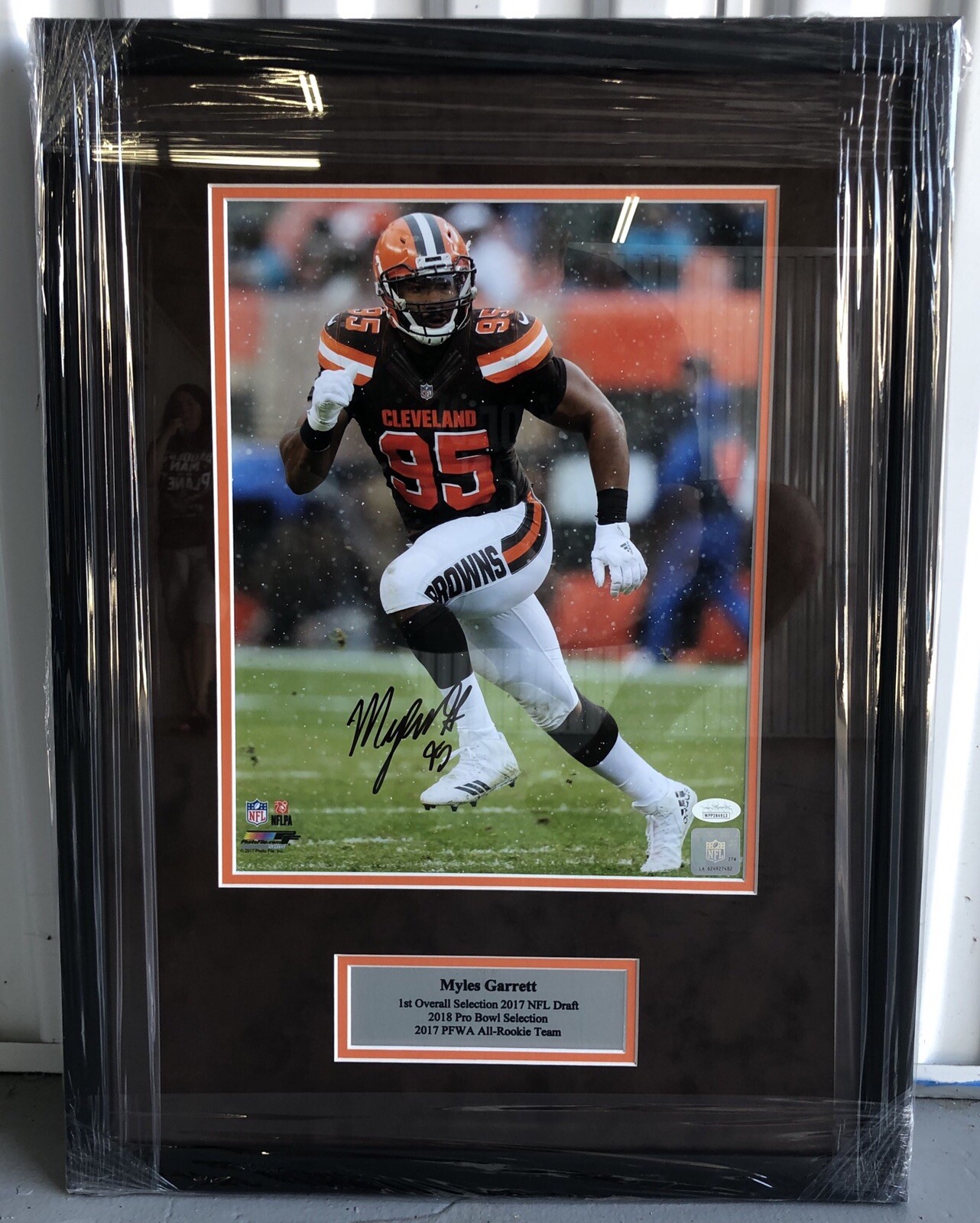 Myles Garrett Autographed Signed Cleveland Browns Custom Framed 11x14 Photo Jsa 