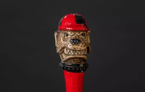handmade hand carved bull dog wooden walking stick walking cane Christmas - Picture 5 of 5