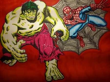 MARVEL Classic TEAM UP original Comic Book Retro Art Spiderman HULK Illustration