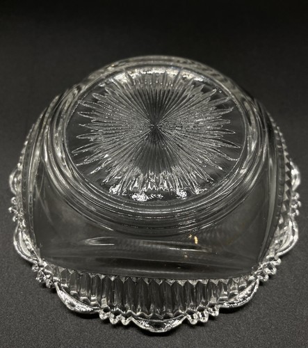 Antique EAPG 4-3/4” Glass Bowl 1-1/2” Tall Vertical Lines Scalloped Edge Drapery - Picture 6 of 8