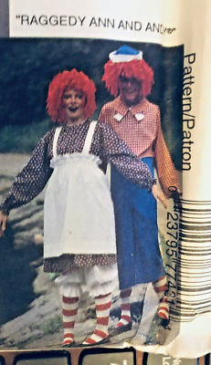 VTG McCall's 7743 Raggedy Ann & Andy ADULT UNISEX Costume SZ 32 ½