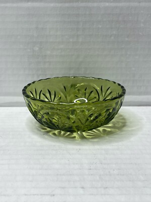 Vintage Green Depression Era Glass Serving Bowl Unmarked