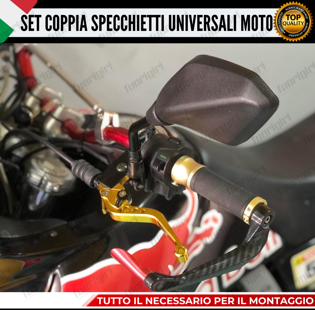 Specchietti Regolabili Per Moto Specchietti Retrovisori Per Moto E Scooter - Coppia, Corpo In Metallo, Montaggio Sinistro E Destro, A-PRO Coppia Specchietti A-pro Moto - Foto 13