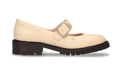 Vegane Schuhe mary janes Damen Flats beige loafer ballerina Freizeit Apfelhaut