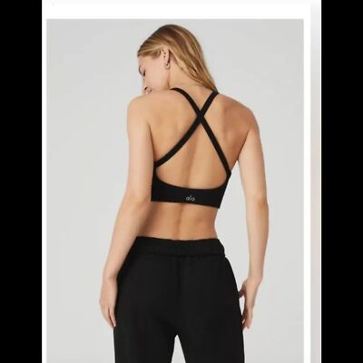 Alo Yoga Seamless Ribbed Low Back BLACK Bra S NWT | eBay