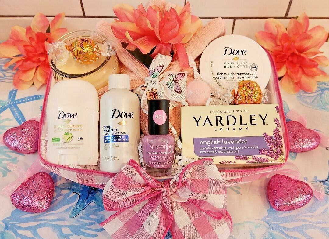 Mother's Day Gift Basket Dove Bath Body Spa Yardley Soap Candle