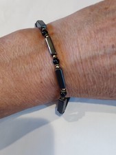 Dainty Bracelet with Hematites and Beads - 7 inches