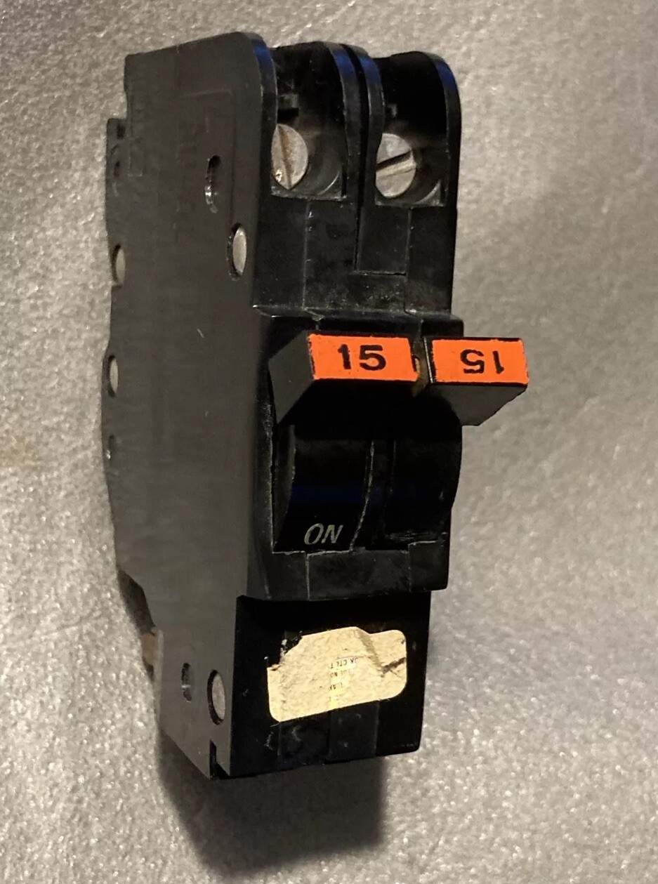 Federal Pacific  Breaker  NC215 , FPE Slim , 2 Pole  15 Amp , 240V,  Red Handle