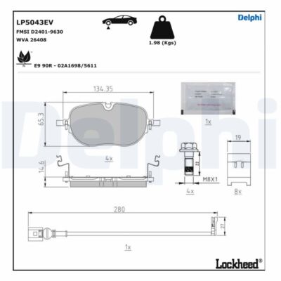 LP5043EV DELPHI Bremsbelagsatz, Scheibenbremse für CUPRA,VW