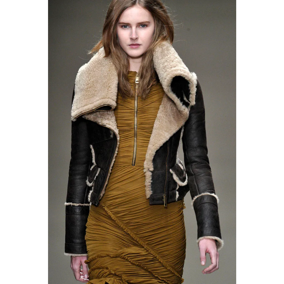 64632 auth BURBERRY PRORSUM brown leather 2010 SHEARLING 64632 auth BURBERRY PRORSUM brown leather 2010 SHEARLING