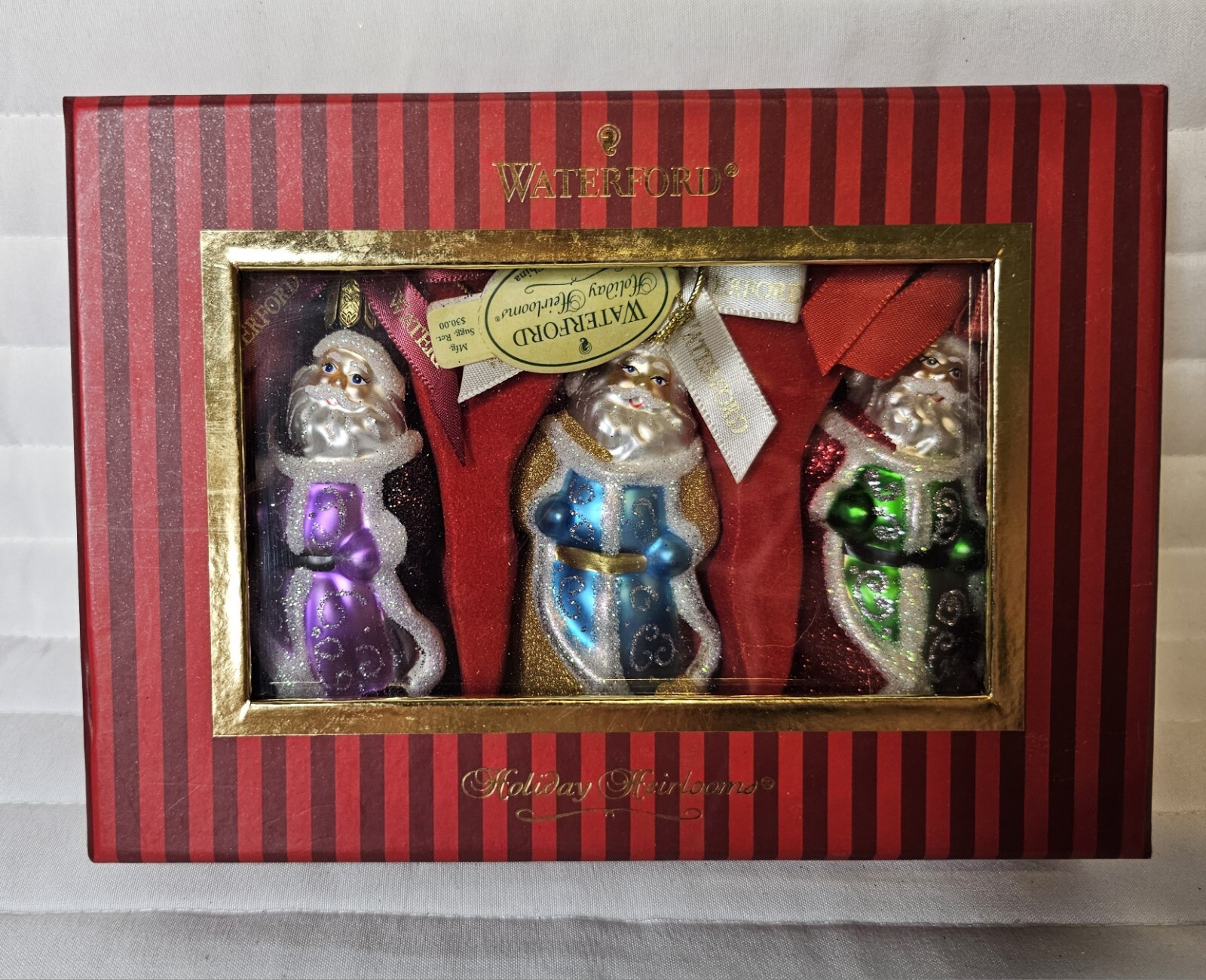 Waterford Holiday Heirlooms 3 Santa Christmas Ornaments Set of 3 ...