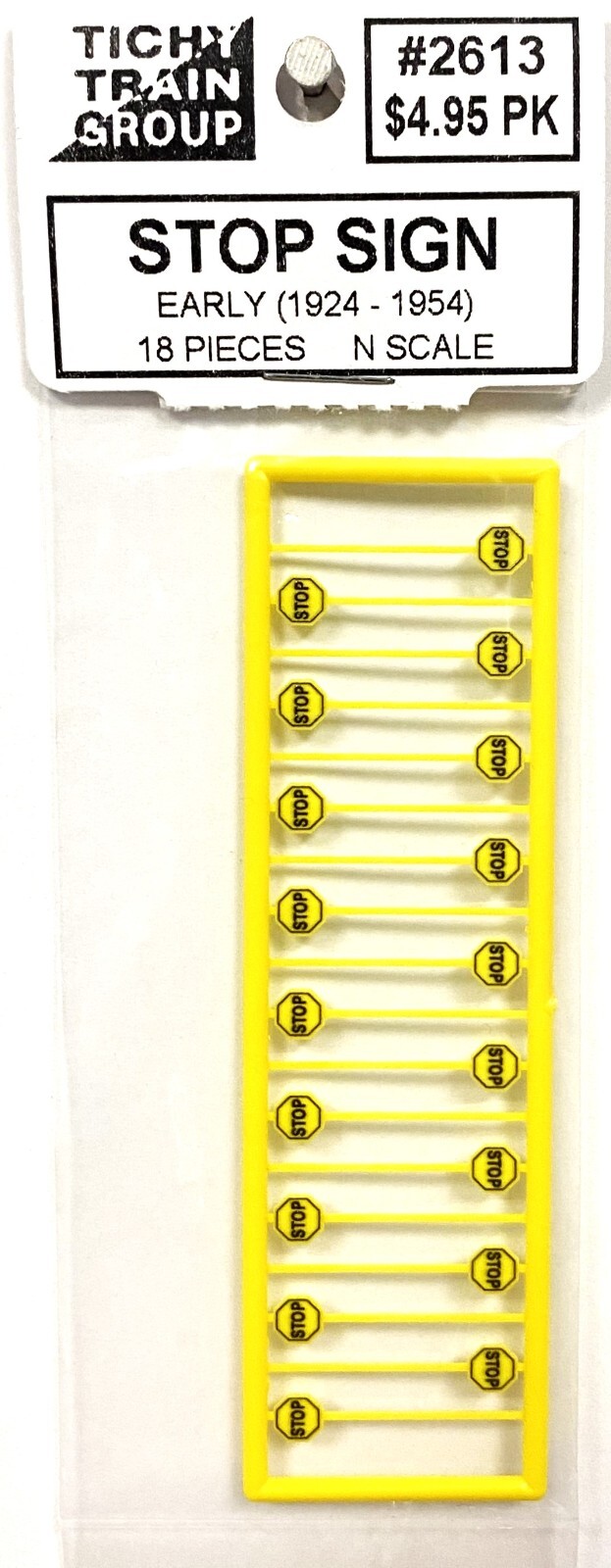 Scale Stop Sign N Scale Tichy Train Group 2613 Early Yellow Stop Signs pkg (18) | eBay
