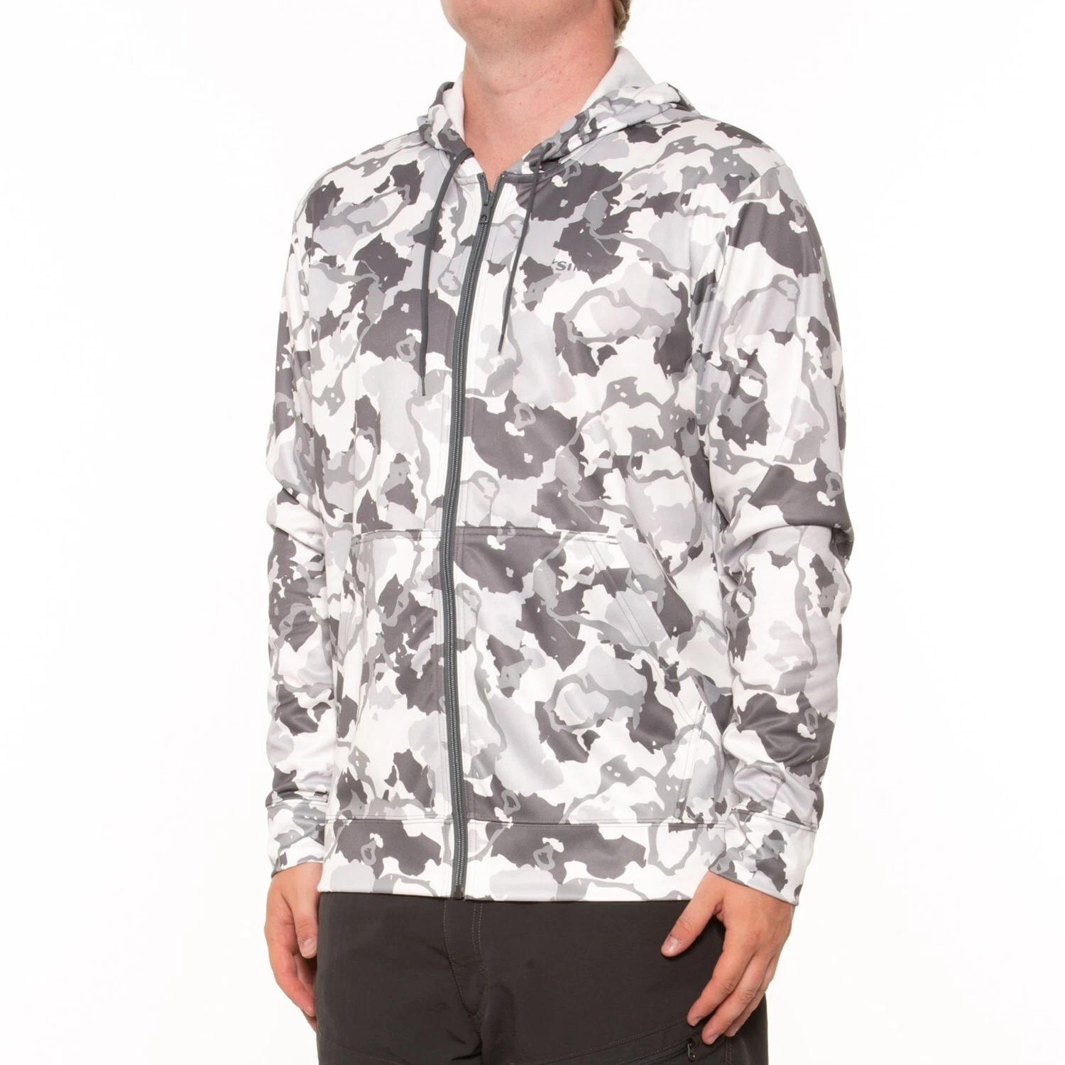 Simms Challenger Zip Fishing Hoodie Hooded Jacket Size L - Regiment Camo Cinder