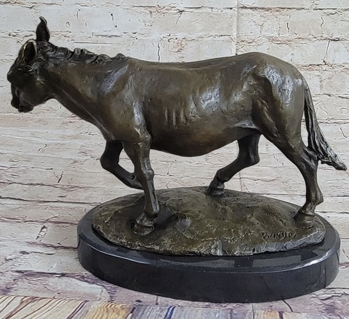 Donkey Mule Pony Bronze Metal Statue Sculpture Figure Decor Art on Marble Base - Picture 6 of 10