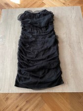 🔥🔥🔥New With Tags! PrettyLittleThing Black Mesh Ruched Bodycon Dress - UK 10