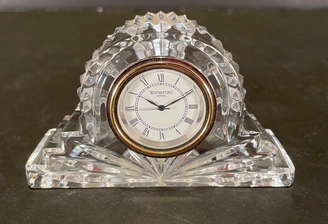 WATERFORD CRYSTAL QUARTZ DESK TABLE CLOCK SIGNED TESTED NEW BATTERY