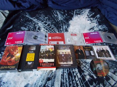 2 VHS, DVD, 1 New, Tombstone Demo, CD-Soundtrack, 3 Redbox Cases, Spider-Man 2,