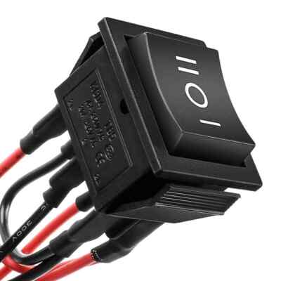 QTEATAK DPDT 6 Pins 3 Position ON/Off/ON Pre-Wired Black Rocker Toggle Switch...